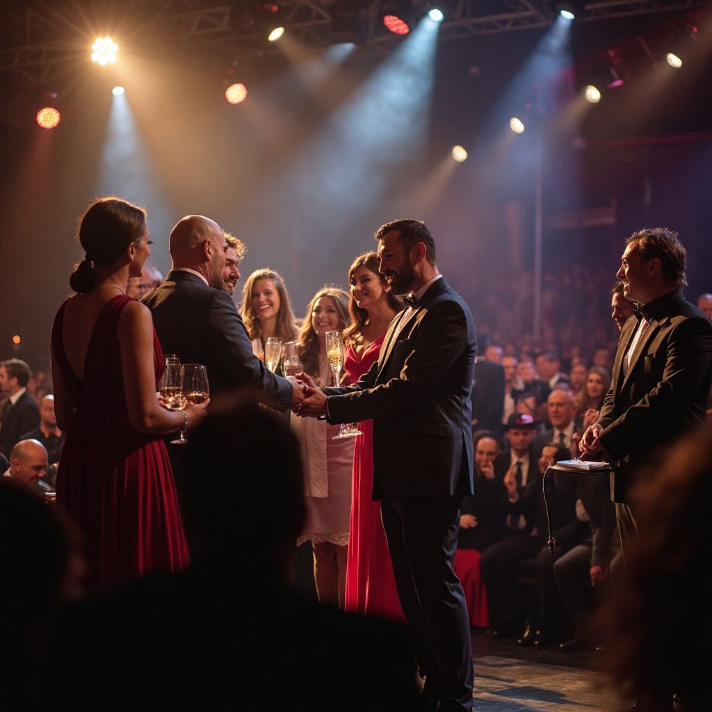 Award ceremony with Creative Vibes team accepting recognition