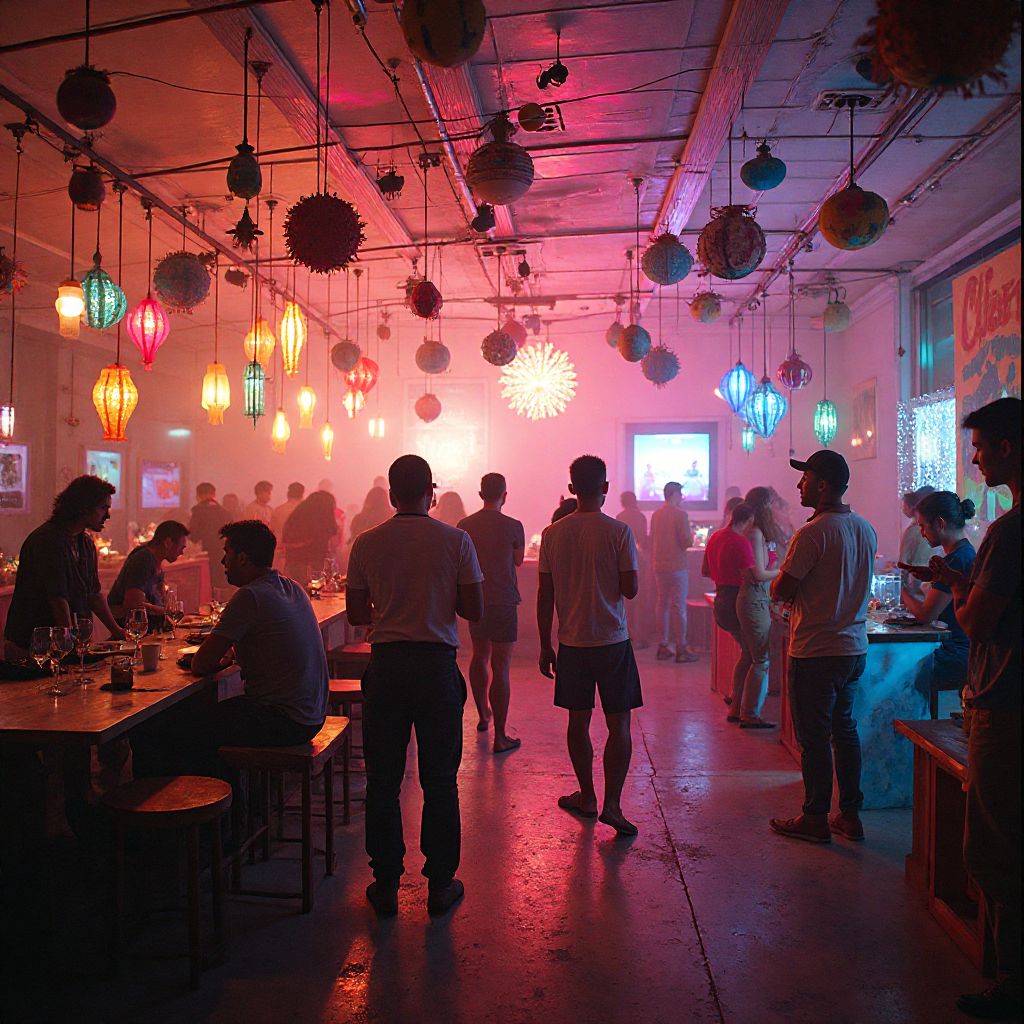 Colorful themed party with custom decorations